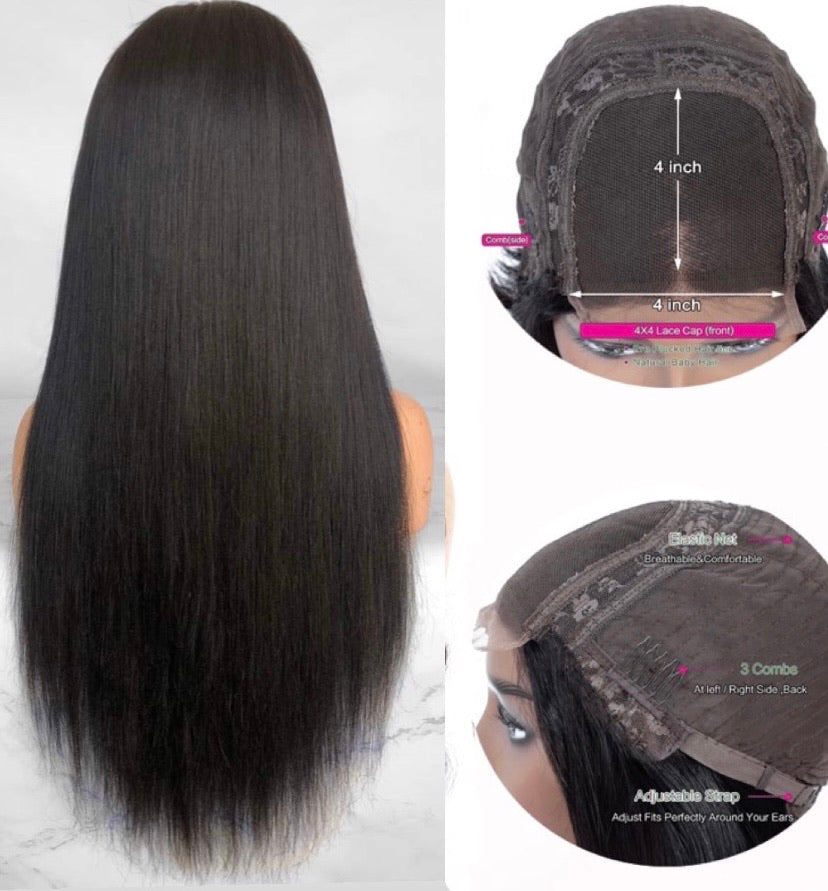 Original virgin hair 4x4 Lace closure wigs